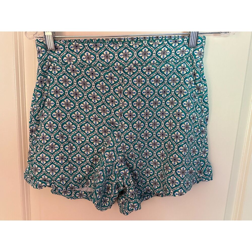 Old Navy High Rise Playa Flowy Green Patterned Shorts Women's Sz S